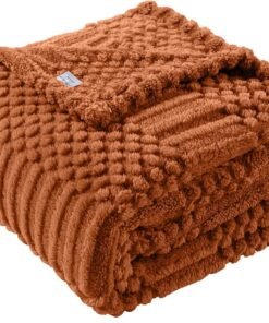 Fluffy Rust Fleece Cozy Throw Blanket