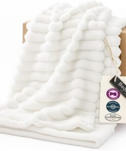Cozy White Fleece Throw Blanket for Couch