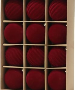 Red Velvet Christmas Ornaments Set of 12