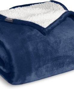 Dark Blue Sherpa Fleece Blanket for Home