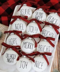 Set of 12 Shatterproof White Christmas Ornaments