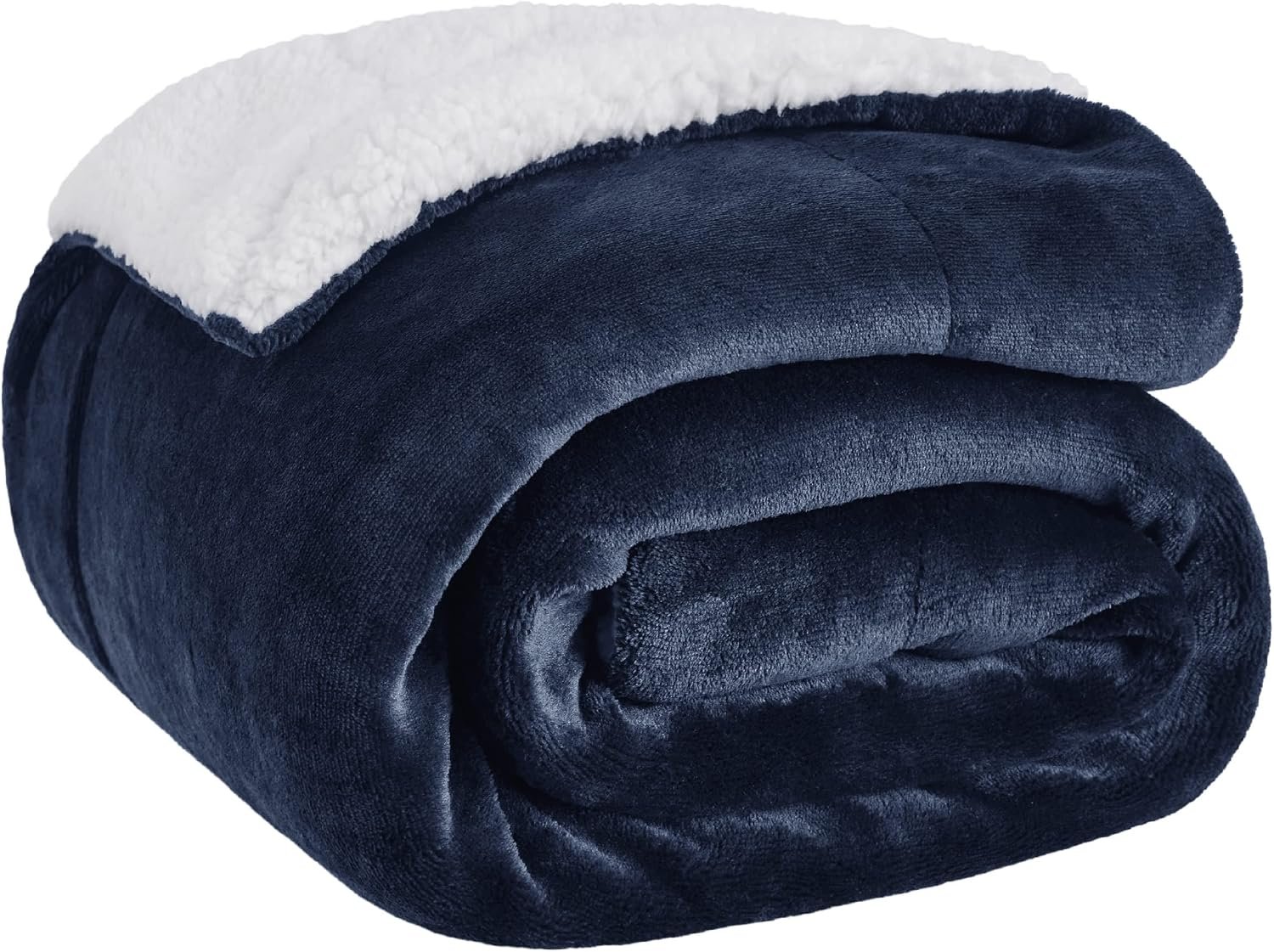 Soft Sherpa Fleece Throw Blanket Thick Warm Navy