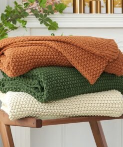 Organic Cotton Cable Knit Throw Blanket for Sofa