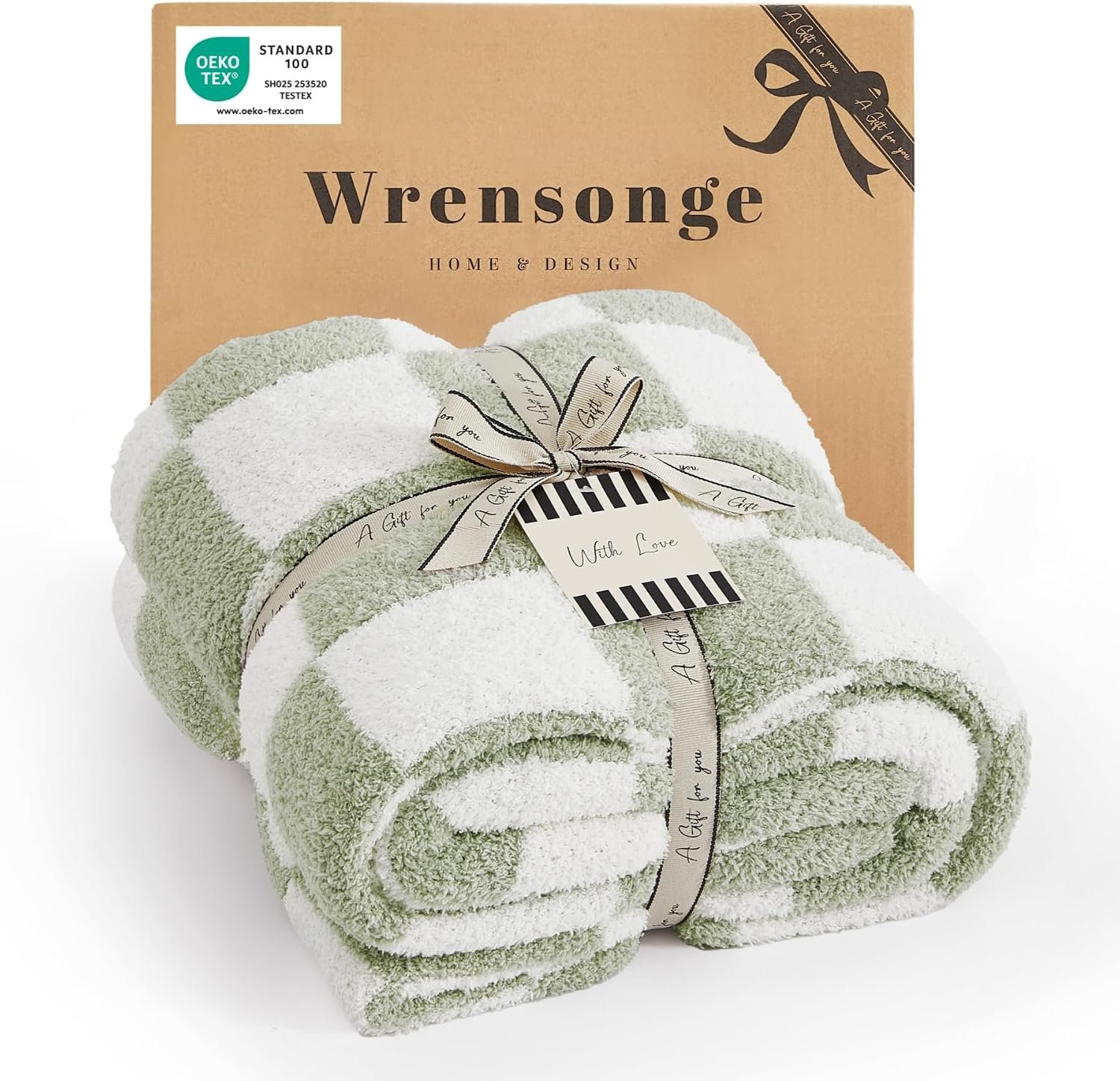 Wrensonge Soft Checkered Cozy Knitted Throw Blanket