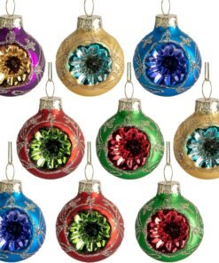 9 Pcs Glass Christmas Reflector Ornaments